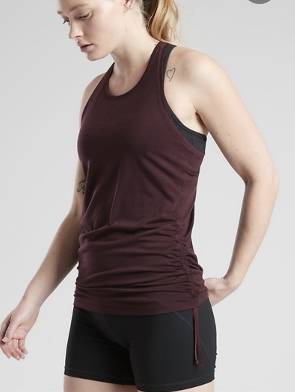 Athleta Dark Purple Encore Tank Top Drawstring Sides Size Medium